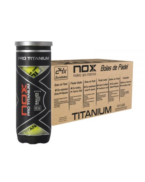 Doos van 24 kokers met 3 padelballen Nox Pro Titanium